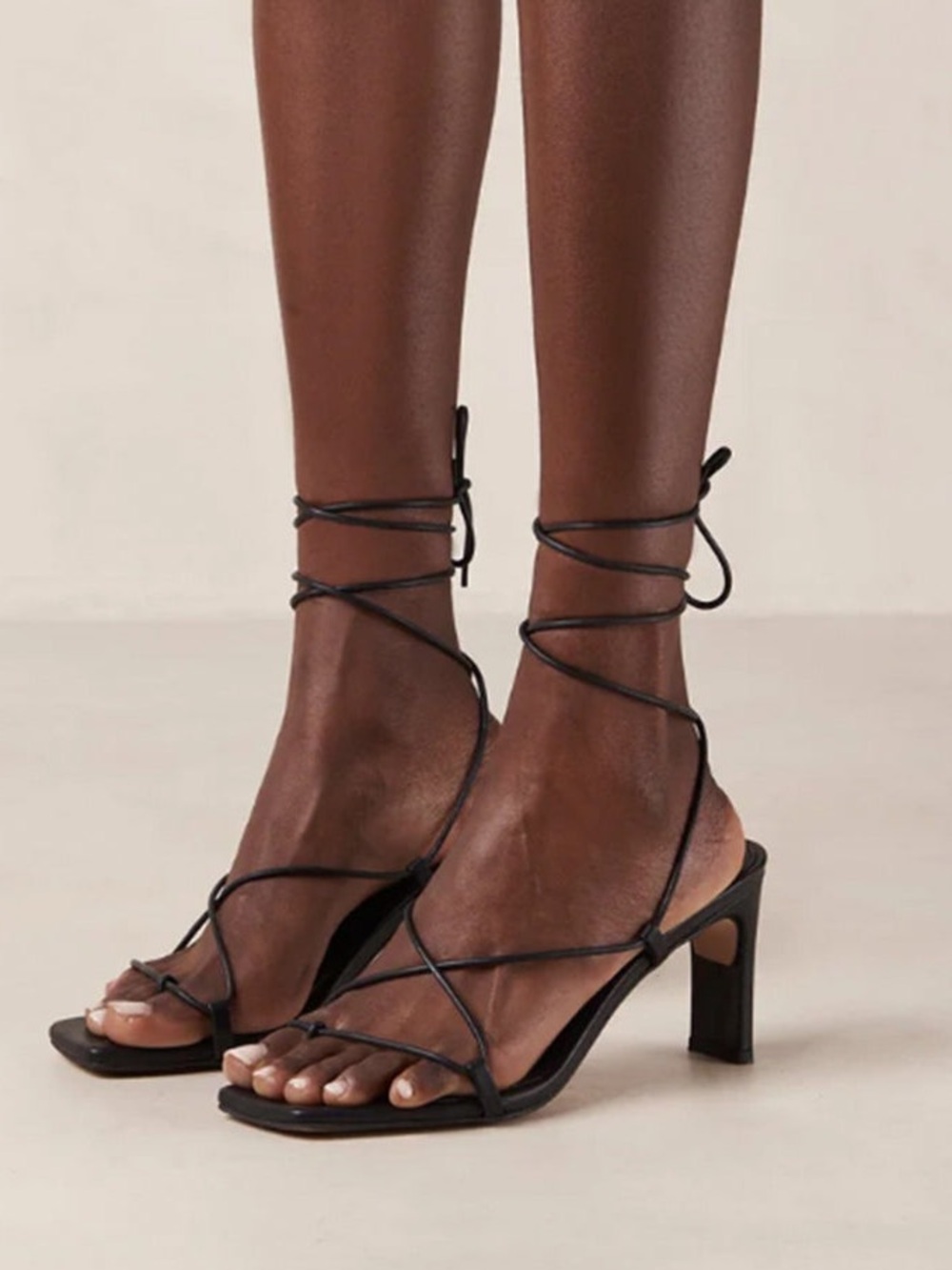 ALOHAS Bellini Leather Strappy Heel Black